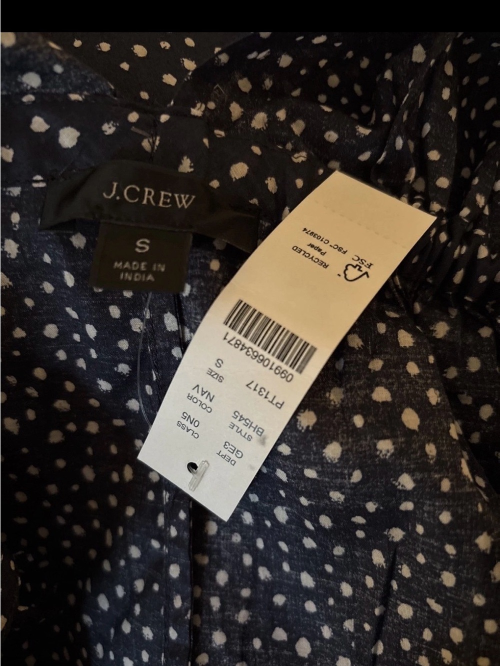 NWT J. Crew Side Tie Beach Navy  Polka Dot Maxi Dress Organic Cotton- S - Picture 4 of 9